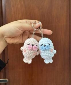 Móc khóa hình con hải cẩu handmade len đan dễ thương